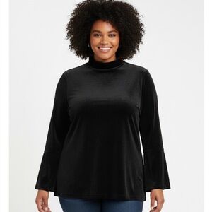 CHARTER CLUB Velveteen Pullover Top, Women’s 3X, Black